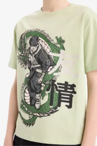 DeFacto Crew Neck Anime Printed Short Sleeve T-Shirt Boy - Image 5