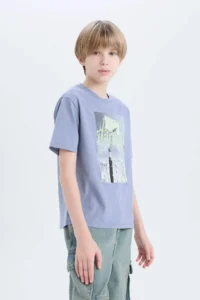 DeFacto Crew Neck Printed Short Sleeve T-Shirt Boy - Image 4