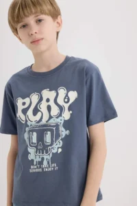 DeFacto Crew Neck Printed Short Sleeve T-Shirt Boy - Image 4