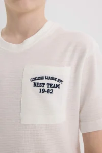 DeFacto Crew Neck Embroidered Pocket Printed Short Sleeve T-Shirt for Boys - Image 5