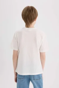 DeFacto Crew Neck Embroidered Pocket Printed Short Sleeve T-Shirt for Boys - Image 6