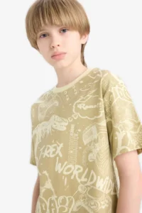 DeFacto Crew Neck Patterned Short Sleeve T-Shirt Boy