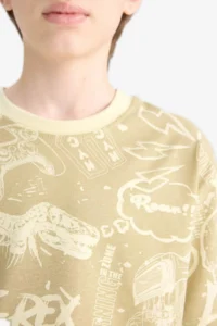 DeFacto Crew Neck Patterned Short Sleeve T-Shirt Boy - Image 5