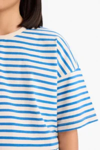 DeFacto Relax Fit Crew Neck Striped Short Sleeve T-Shirt Girl - Image 4