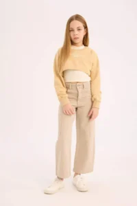 DeFacto Crew Neck Printed 2-Piece Sweatshirt Girl - Image 2