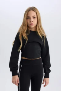 DeFacto Relax Fit Crew Neck Sweatshirt Girl - Image 3