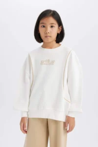 DeFacto Oversize Wide Fit Crew Neck Printed Sweatshirt Girl
