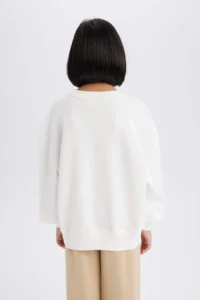 DeFacto Oversize Wide Fit Crew Neck Printed Sweatshirt Girl - Image 6