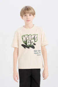DeFacto Crew Neck Printed Short Sleeve T-Shirt Boy