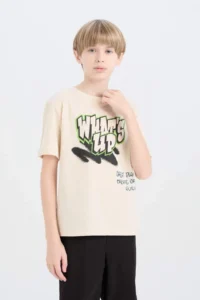DeFacto Crew Neck Printed Short Sleeve T-Shirt Boy - Image 3