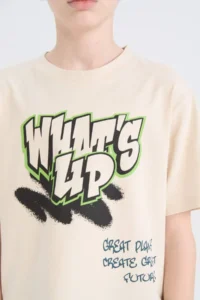 DeFacto Crew Neck Printed Short Sleeve T-Shirt Boy - Image 4