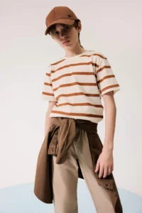 DeFacto Crew Neck Striped Short Sleeve T-Shirt Boy - Image 2
