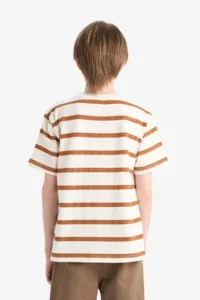 DeFacto Crew Neck Striped Short Sleeve T-Shirt Boy - Image 8
