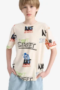DeFacto Crew Neck Printed Short Sleeve T-Shirt Boy - Image 2