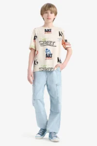 DeFacto Crew Neck Printed Short Sleeve T-Shirt Boy - Image 3