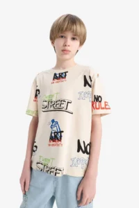DeFacto Crew Neck Printed Short Sleeve T-Shirt Boy - Image 5
