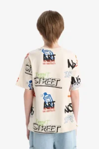 DeFacto Crew Neck Printed Short Sleeve T-Shirt Boy - Image 7