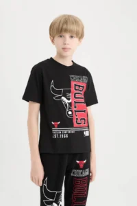 DeFacto NBA Chicago Bulls Crew Neck Short Sleeve T-Shirt Boy - Image 3