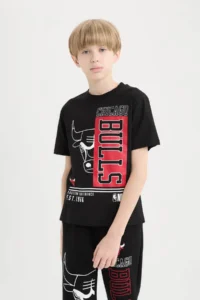 DeFacto NBA Chicago Bulls Crew Neck Short Sleeve T-Shirt Boy - Image 4