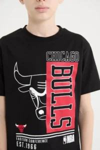 DeFacto NBA Chicago Bulls Crew Neck Short Sleeve T-Shirt Boy - Image 5