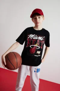 DeFacto NBA Miami Heat Crew Neck Short Sleeve T-Shirt Boy - Image 2