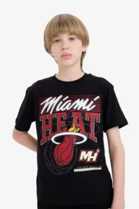 DeFacto NBA Miami Heat Crew Neck Short Sleeve T-Shirt Boy - Image 5