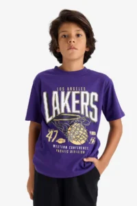 DeFacto NBA Los Angeles Lakers Short Sleeve T-Shirt Boys - Image 4