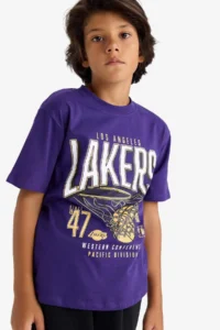 DeFacto NBA Los Angeles Lakers Short Sleeve T-Shirt Boys - Image 5