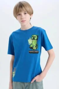 DeFacto Short Sleeve Blue Boys' T-Shirt D9561A8/BE776