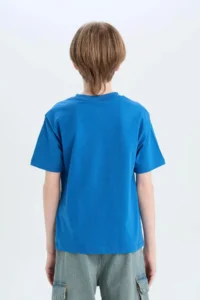 DeFacto Short Sleeve Blue Boys' T-Shirt D9561A8/BE776 - Image 5