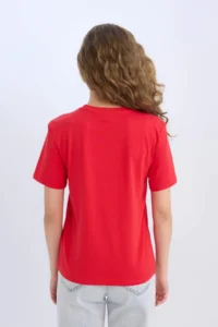 DeFacto Regular Fit Crew Neck Basic Plain Short Sleeve Red T-Shirt - Image 6
