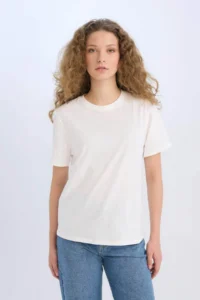 DeFacto White Women T-Shirt D9592AX/WT34 - Image 4