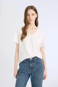 DeFacto Regular Fit V-Neck Basic Plain Short Sleeve T-Shirt - Image 3