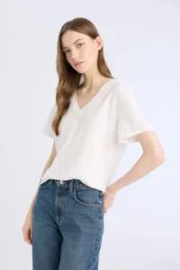 DeFacto Regular Fit V-Neck Basic Plain Short Sleeve T-Shirt - Image 4