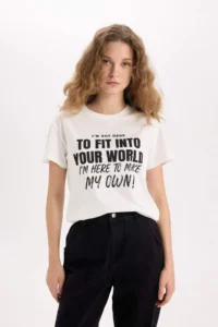 DeFacto Regular Fit Crew Neck Printed Short Sleeve T-Shirt