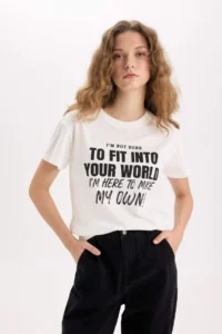 DeFacto Regular Fit Crew Neck Printed Short Sleeve T-Shirt - Image 3