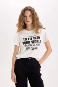 DeFacto Regular Fit Crew Neck Printed Short Sleeve T-Shirt - Image 4