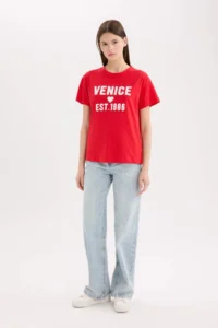 DeFacto Regular Fit Crew Neck Printed Short Sleeve T-Shirt - Image 2