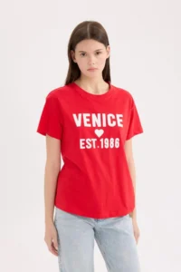 DeFacto Regular Fit Crew Neck Printed Short Sleeve T-Shirt - Image 3