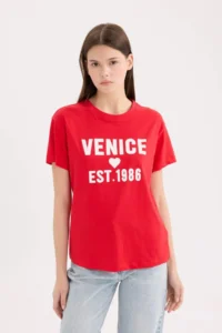 DeFacto Regular Fit Crew Neck Printed Short Sleeve T-Shirt - Image 4