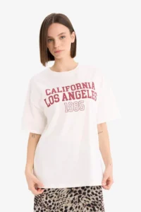DeFacto Oversize Wide Fit Crew Neck Printed Short Sleeve T-Shirt - Image 4