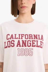 DeFacto Oversize Wide Fit Crew Neck Printed Short Sleeve T-Shirt - Image 6
