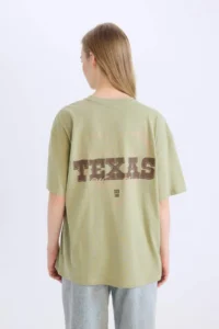 DeFacto 100% Cotton Oversized Back Printed T-Shirt