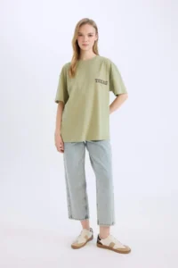 DeFacto 100% Cotton Oversized Back Printed T-Shirt - Image 2