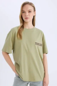 DeFacto 100% Cotton Oversized Back Printed T-Shirt - Image 4