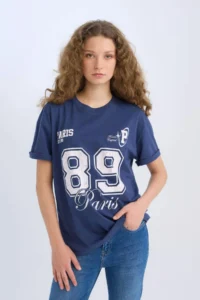 DeFacto Oversize Wide Fit Crew Neck Printed Short Sleeve T-Shirt