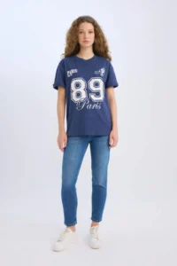 DeFacto Oversize Wide Fit Crew Neck Printed Short Sleeve T-Shirt - Image 2