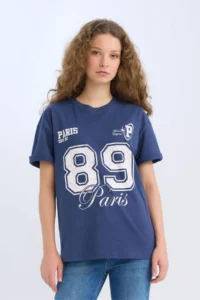 DeFacto Oversize Wide Fit Crew Neck Printed Short Sleeve T-Shirt - Image 3