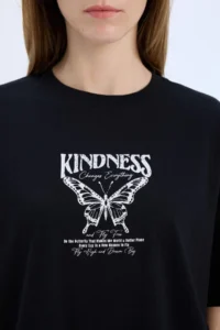 DeFacto Oversize Wide Fit Crew Neck Back Printed Short Sleeve T-Shirt - Image 6