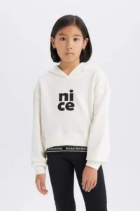 DeFacto Relax Fit Hooded Printed Sweatshirt Girl - Image 3